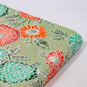 Green Color Cambric Cotton Printed Fabric
