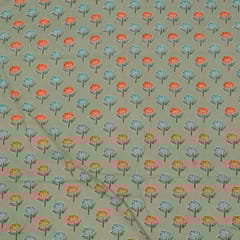 Green Color Cambric Cotton Printed Fabric