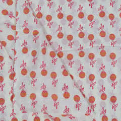 White Color Cambric Cotton Printed Fabric