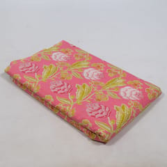 Pink Color Cambric Cotton Printed Fabric