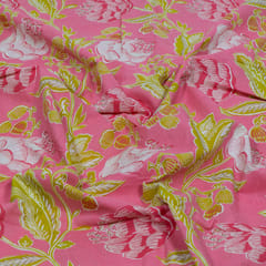 Pink Color Cambric Cotton Printed Fabric