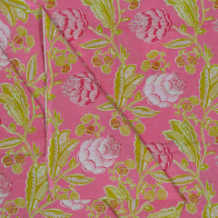 Pink Color Cambric Cotton Printed Fabric