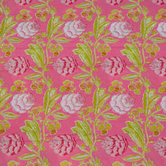 Pink Color Cambric Cotton Printed Fabric