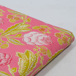 Pink Color Cambric Cotton Printed Fabric