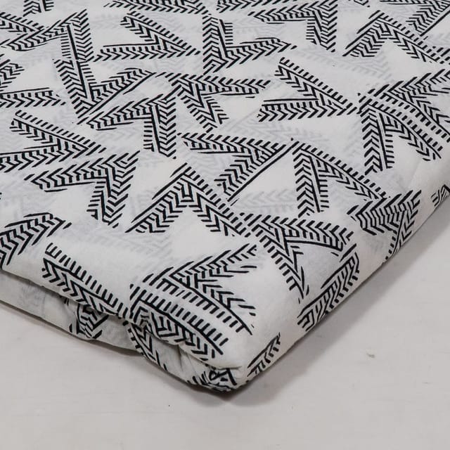 Black Color Cambric Cotton Printed Fabric