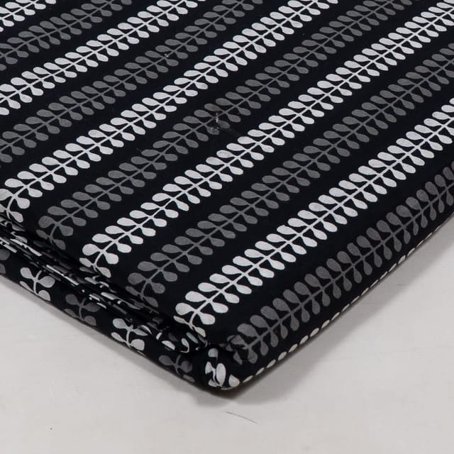 Black Color Cambric Cotton Printed Fabric