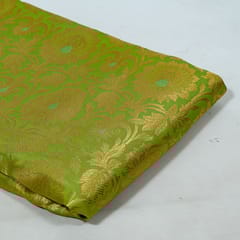Parrot Green Color Satin Brocade Fabric