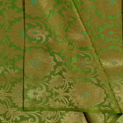 Parrot Green Color Satin Brocade Fabric