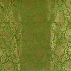 Parrot Green Color Satin Brocade Fabric
