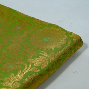 Parrot Green Color Satin Brocade Fabric