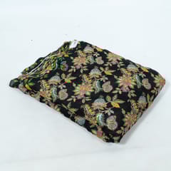Black Color Tissue Print with Embroidered Fabric