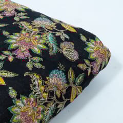 Black Color Tissue Print with Embroidered Fabric