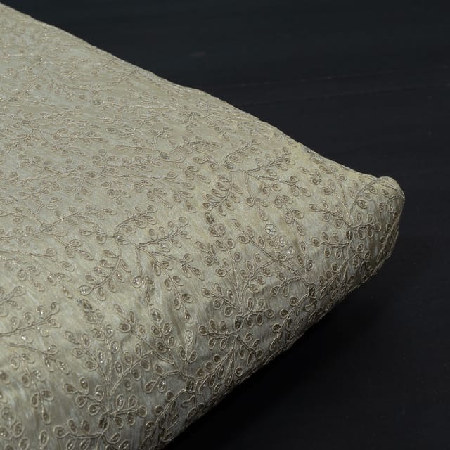 Dyeable Tissue Upada Zari Embroidered Fabric