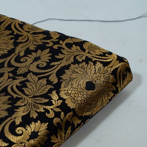 Black Color Satin Brocade Fabric