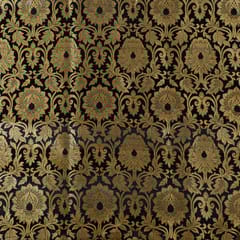 Black Color Satin Brocade Fabric