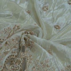 Dyeable Tissue Upada Beads Embroidered Fabric