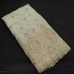 Dyeable Tissue Upada Beads Embroidered Fabric