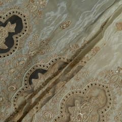 Dyeable Tissue Upada Beads Embroidered Fabric