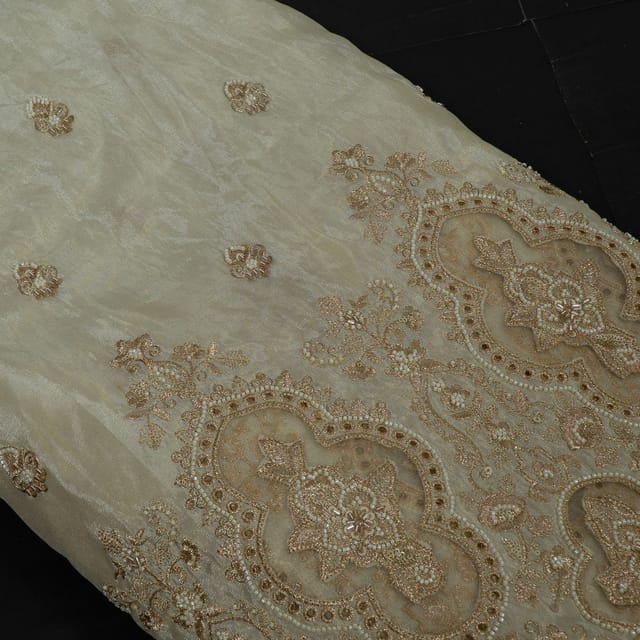Dyeable Tissue Upada Beads Embroidered Fabric