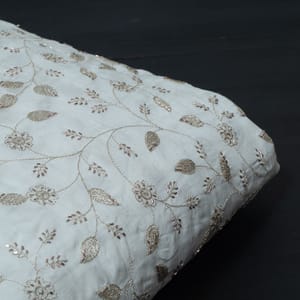 Dyeable Dola Silk Embroidered Fabric