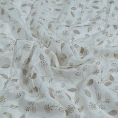 Dyeable Dola Silk Embroidered Fabric