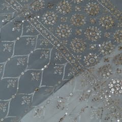 Dyeable Georgette Embroidered Fabric