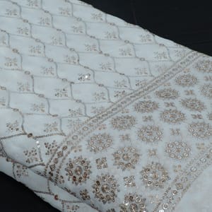 Dyeable Georgette Embroidered Fabric