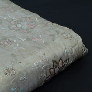 Dyeable Tissue Upada Embroidered Fabric