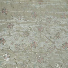 Dyeable Tissue Upada Embroidered Fabric