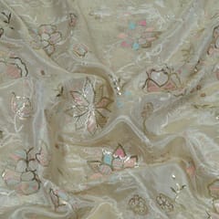 Dyeable Tissue Upada Embroidered Fabric