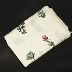 White Color Modal Satin Printed Fabric