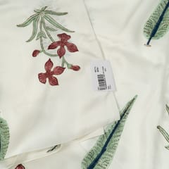 White Color Modal Satin Printed Fabric
