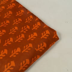 Orange Color Modal Satin Printed Fabric