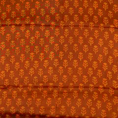 Orange Color Modal Satin Printed Fabric