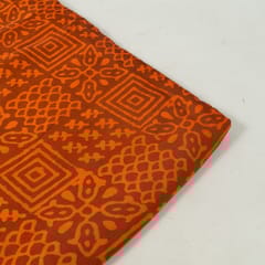 Orange Color Modal Satin Printed Fabric