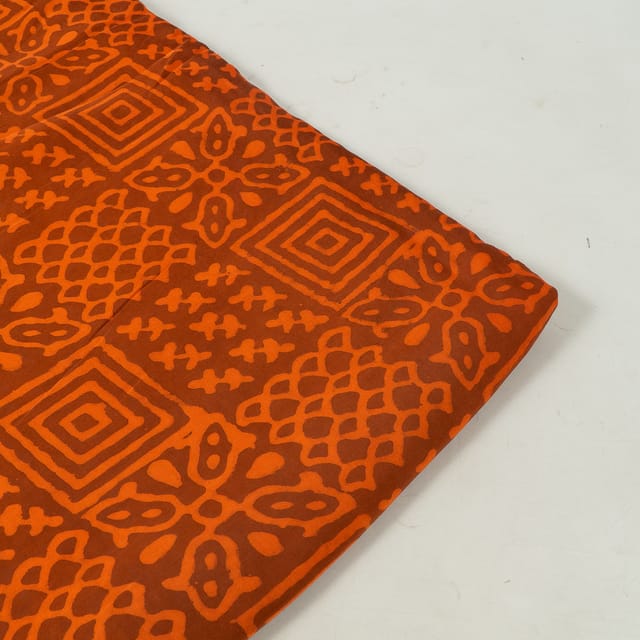 Orange Color Modal Satin Printed Fabric