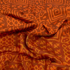 Orange Color Modal Satin Printed Fabric