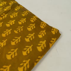 Mustard Color Modal Satin Printed Fabric
