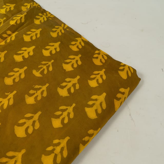 Mustard Color Modal Satin Printed Fabric