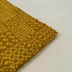 Mustard Color Modal Satin Printed Fabric