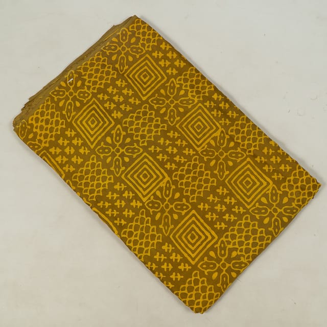 Mustard Color Modal Satin Printed Fabric