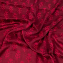 Majenta Color Modal Satin Printed Fabric