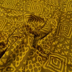 Mustard Color Modal Satin Printed Fabric