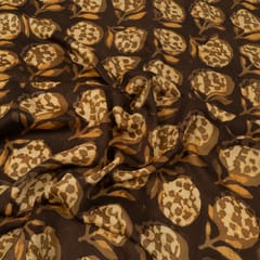 Brown Color Modal Satin Printed Fabric