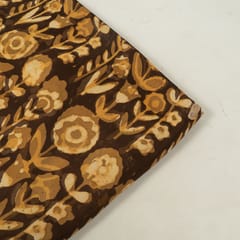 Brown Color Modal Satin Printed Fabric