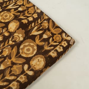 Brown Color Modal Satin Printed Fabric