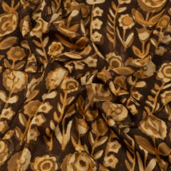 Brown Color Modal Satin Printed Fabric
