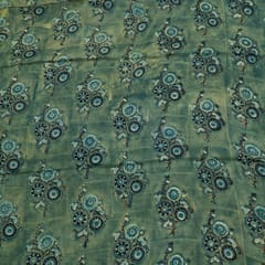 Green Color Modal Satin Printed Fabric