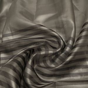 Silver Color Organza Tissue Stripes Fabric