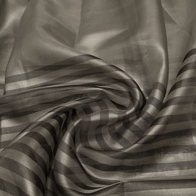 Silver Color Organza Tissue Stripes Fabric